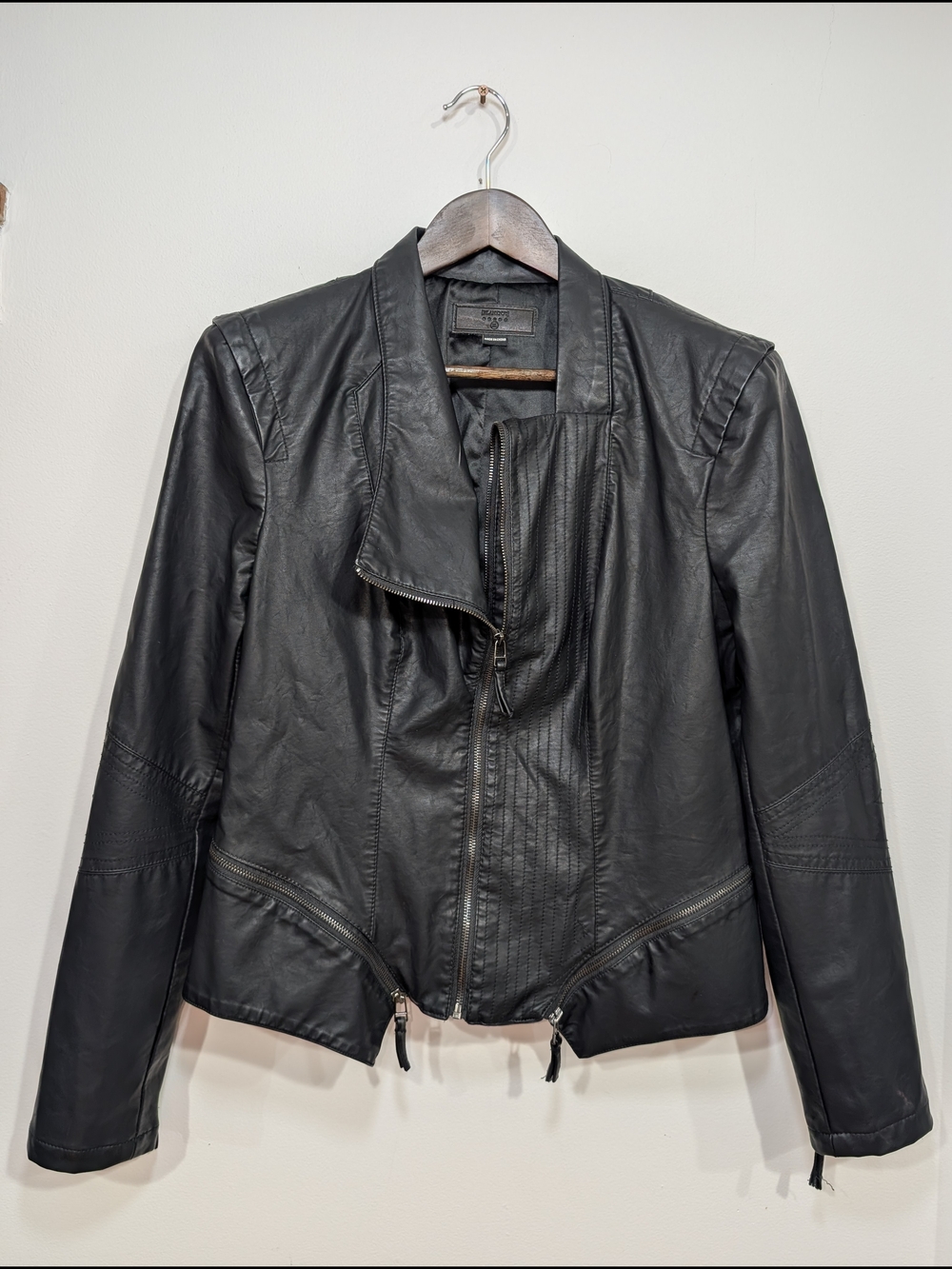 Blank NYC Women's XL Black Faux Leather Vegan Biker Moto Zip Jacket